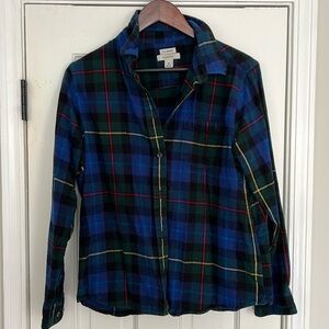 LL Bean Petite Medium Plaid Flannel Button Down Shirt